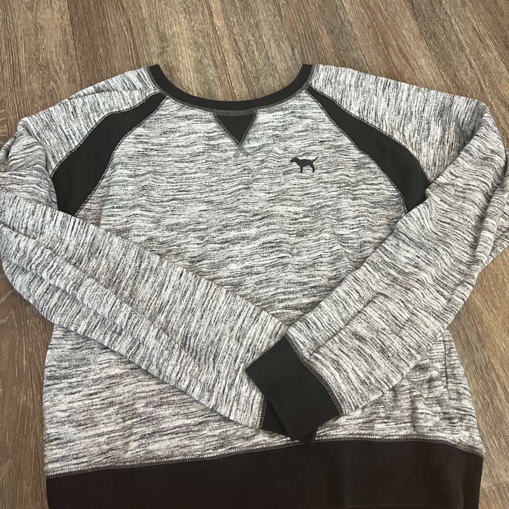 PINK Victoria's Secret Gray and Black Sweatshirt
